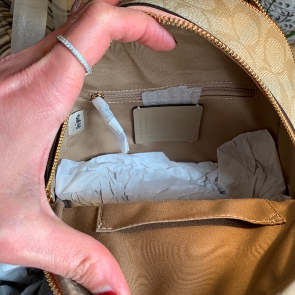 Authentic COACH Leather /coated signature canvas 3 zips Sm backpack - Picture 10 of 16